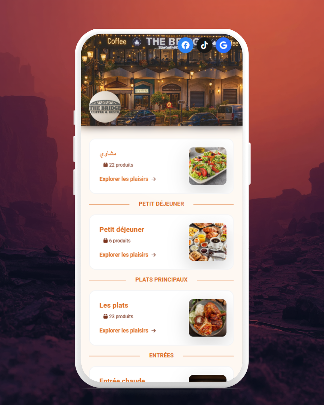 Background - Menu Digital The Bridge Bizerte