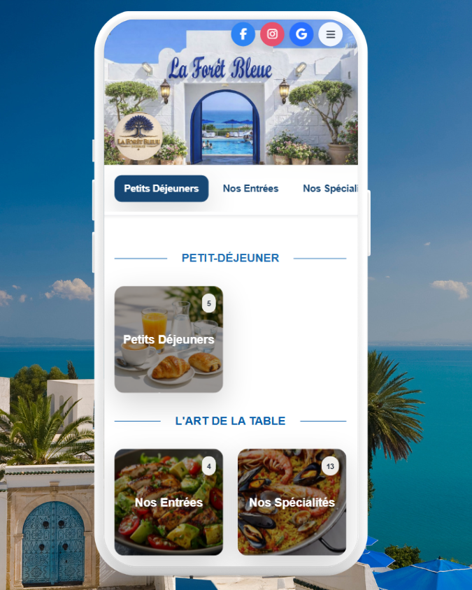 Background - Menu Digital La Forêt Bleue