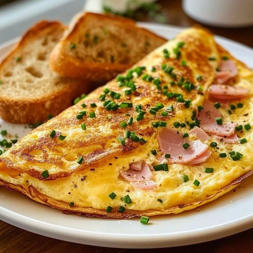 Omelette jambon fromage