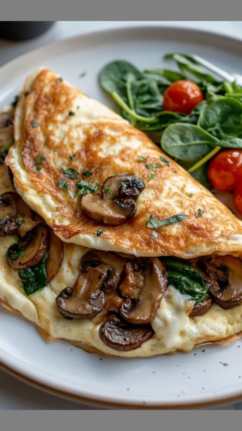 Omelette champignon fromage