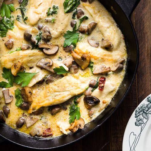 Émincé de poulet sauce champignons