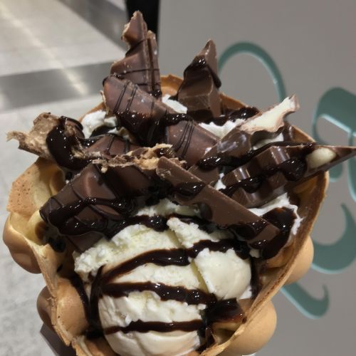 Bubble waffle banane kinder