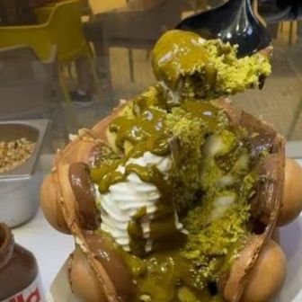 Bubble waffle pistache