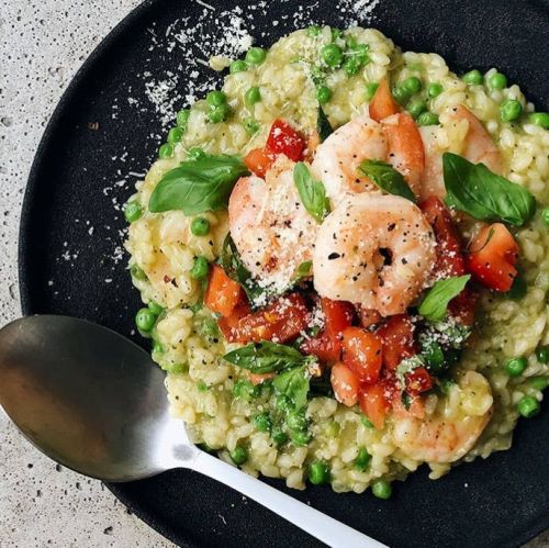 Rizotto pesto aux crevettes
