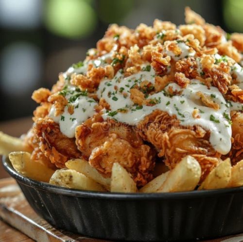 Crispy chicken fries bowl