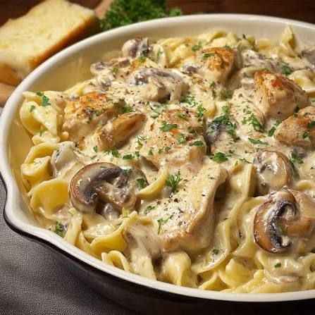 Fusilli au poulet & champignons à la crème
