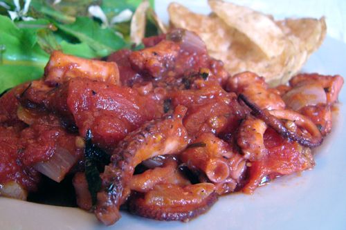 Poulpe sauce rosée