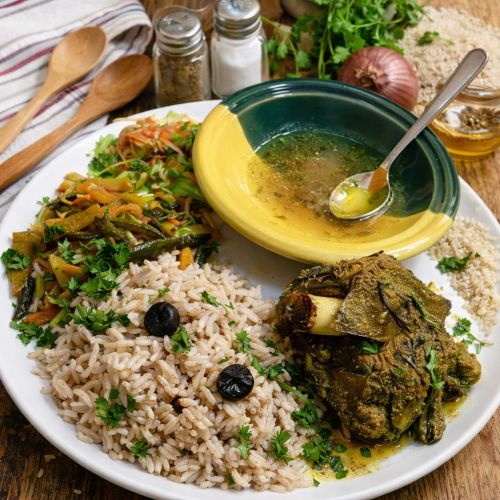 Agneau cuit à la vapeur avec riz