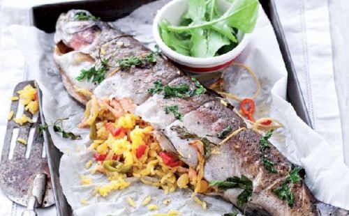 Loup de mer (350g) farci, ou crevettes