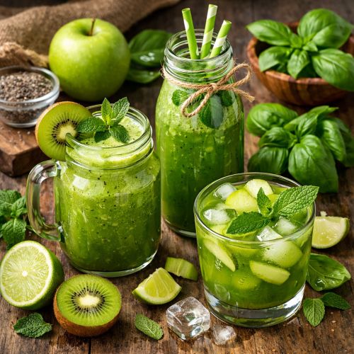 Pomme Kiwi Menthe Fraiche Basilic