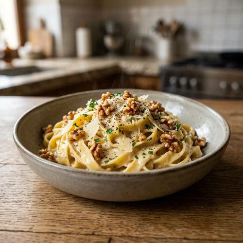 Tagliatelli à la crème de noisette